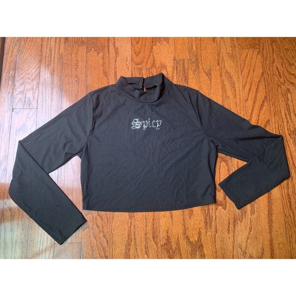 Missguided Black Turtleneck Crop Top Size12 - Picture 1 of 3